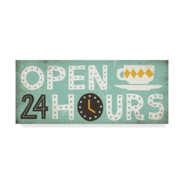 Trademark Fine Art Michael Mullan 'Retro Diner Open 24 Hours Panel' Canvas Art, 8x19 WAP08493-C819GG